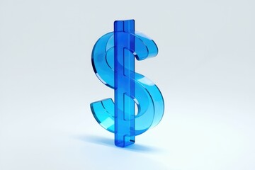 Poster - A translucent blue dollar sign, a 3D rendering symbolizing finance and currency.
