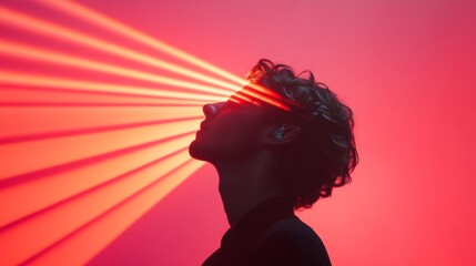 Poster - Futuristic Concert Aura Silhouette with Radiant Laser Lighting - Modern Music and Artistic Branding for Performance Promotion