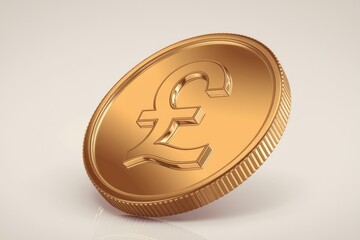 Poster - A golden coin featuring the British pound symbol, representing currency and finance.