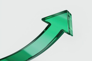 Poster - A green glass arrow curving upwards, symbolizing growth, progress, and success.
