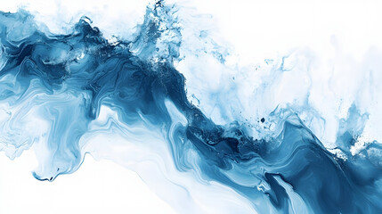Poster - Mesmerizing abstract art composition featuring fluid swirling motions in a dynamic interplay of deep blue and ethereal white hues