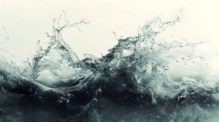 Poster - Powerful crashing wave with foamy splash and dynamic motion creating a chaotic turbulent water scene  The wave s energy and momentum are captured in a fluid transparent and reflective environment