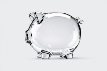 Aufkleber - A transparent glass piggy bank, empty and ready to be filled with savings.