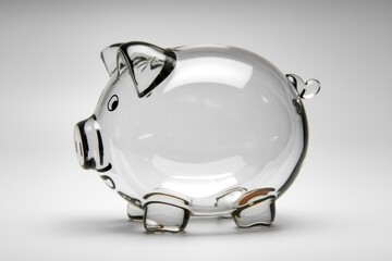 Aufkleber - A transparent glass piggy bank, empty and ready to be filled with savings.