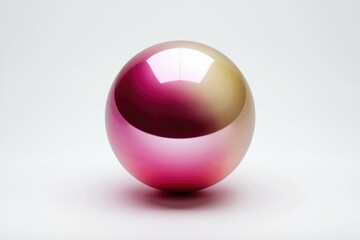 Poster - A glossy sphere with a gradient of pink and gold hues, reflecting light.