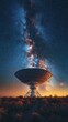 © Robert Anto - Radio telescope pointing towards the Milky Way, capturing deep-space signals at dusk in a remote astronomical observatory.