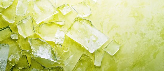 Poster - Lime Green Grunge Background with Shattered Ice Pieces Abstract Texture Design