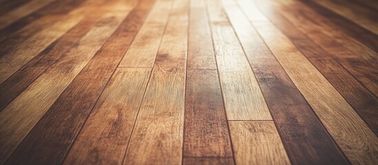 Poster - Wooden parquet floor texture with warm tones showcasing natural grain patterns and rich colors ideal for interior design backgrounds.