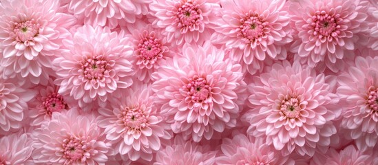 Poster - Pink Chrysanthemum Flowers Background for Mother's Day with Blank Text Space for Greetings and Messages