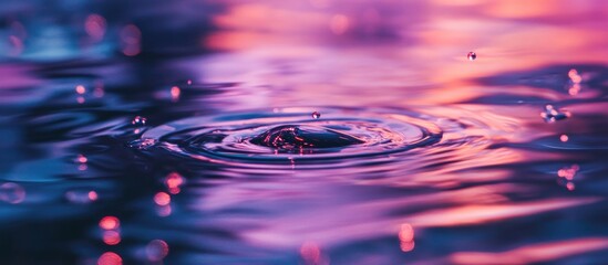 Poster - Colorful oil droplets in water creating a vibrant ripple effect with a dreamy blurred background showcasing mesmerizing reflections.