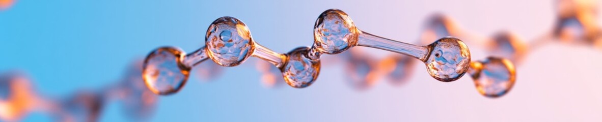 Poster - Futuristic Molecular Visualization Glass-like Polyatomic Structures in Abstract Space - Cutting-edge Biochemistry Visual Content for Scientific Education and Research Innovation