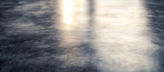 Fototapete - Polished concrete floor texture with reflective surface creating a modern and sleek background suitable for various design applications