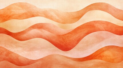 Fototapete - Warm Abstract Watercolor Background with Flowing Waves in Soft Peach and Coral Tones for Creative Designs and Visual Art Projects