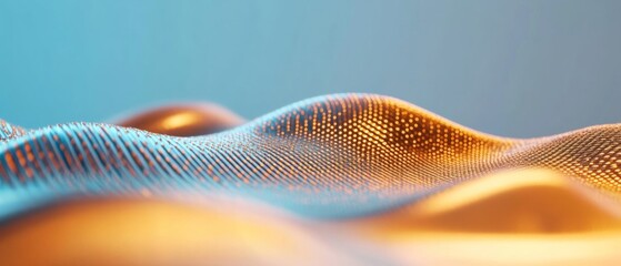 Aufkleber - Contemporary Quantum Computing Visualization Metallic Particle Field with Digital Waves for Advanced Tech Marketing and Data-Driven Innovation in Business Environments