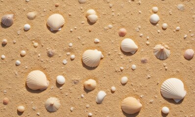 Wall Mural - Colorful seashells on sandy beach