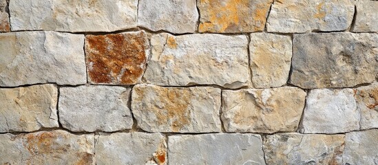 Wall Mural - Rustic stone wall texture with natural colors and variations for architectural or design backgrounds.