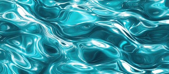 Poster - Turquoise Water Surface Texture with Reflective Waves and Natural Patterns