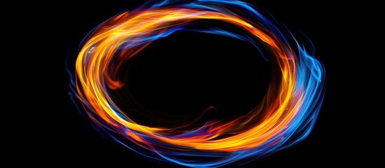 Poster - Vibrant swirl of fire and light captured with slow shutter speed creating a dynamic circular motion against a dark background