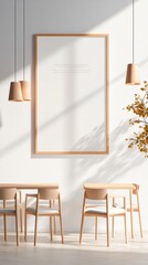 Aufkleber - Minimalist Education Display Oak Frame and Interactive Whiteboard in Sunlit Classroom EdTech Content for Modern Learning Environments and School Innovation