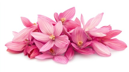 Poster - Delicate Pink Orchid Blooms Laid on a Fresh White Background for Floral Decoration and Design Purposes