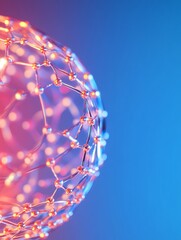 Poster - Vibrant Digital Sphere Modern Network Nodes and Neon Gradient - Tech Visualization for Innovative Business Solutions and Futuristic Marketing Strategies
