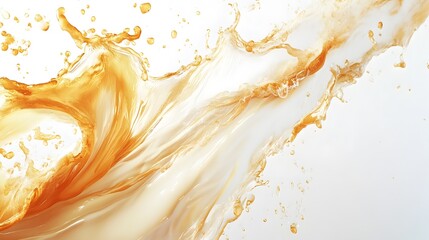 Poster - Vibrant Golden Abstract Fluid Acrylic Splash with Dynamic Motion and Colorful Expression   This mesmerizing image showcases a captivating explosion of vibrant golden and amber hues