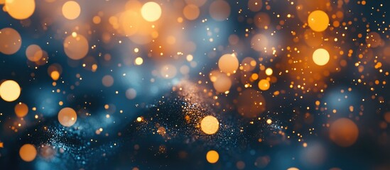 Poster - Bokeh lights creating a dreamy effect against a deep blue background for festive or artistic themes.