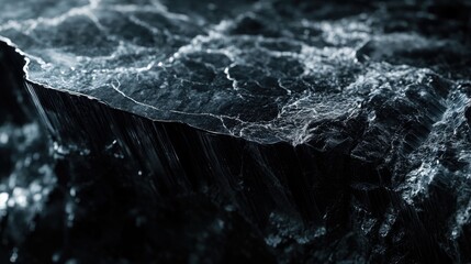 Poster - Textured black granite and marble surface with cinematic lighting and intricate details showcasing natural mineral patterns