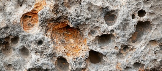 Poster - porous stone surface texture with natural pits and variations showcasing geological features and ear