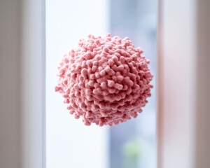 Aufkleber - Textured Viral Model Printed Pink Pathogen in Modern Medical Lab - Innovative Healthcare Education and Research Visualization
