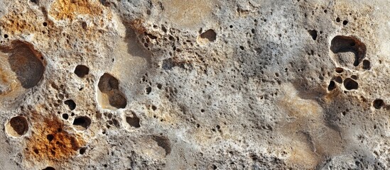 Poster - Natural porous stone texture featuring irregular holes and variations in color for use in design and architectural projects.