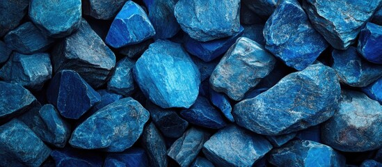 Poster - Blue stone texture background showcasing a variety of shades, perfect for use in design, nature, or abstract projects.