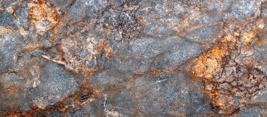 Poster - Abstract polished granite texture with rich gray and orange hues showcasing natural marble patterns suitable for design and background purposes.