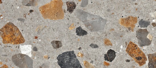 Poster - Textured polished concrete surface with colorful aggregate stones creating a stylish grunge appearance for modern design applications.