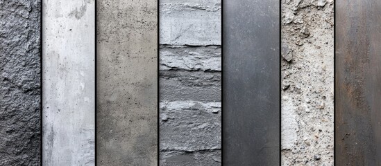 Fototapete - Gray color textured materials background in different finishes ideal for design and artistic projects.