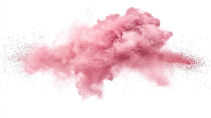 Fototapete - Pink Powder Cloud Isolated on White Background Suitable for Creative Design and Clipping Applications