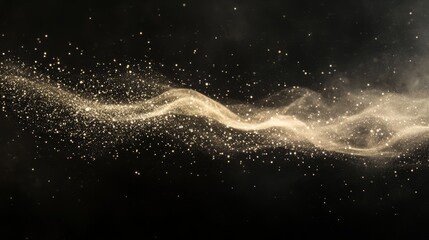 Wall Mural - A detailed shot of fine particles gently floating in the air, forming intricate patterns against a dark background.