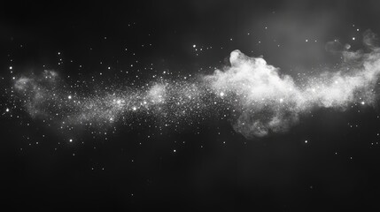 Wall Mural - a detailed shot of fine particles gently floating in the air, forming intricate patterns against a d