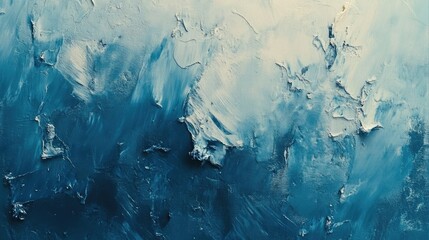 Poster - Aged turquoise and navy blue abstract texture with peeling paint on distressed white wall background for artistic themes and designs