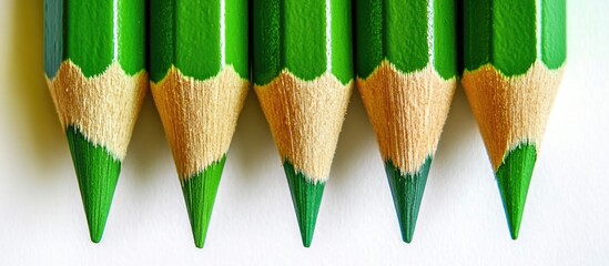 Poster - Green pencils arranged vertically creating a vibrant and refreshing background ideal for design and creative projects.