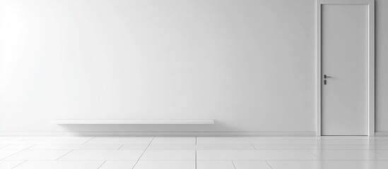 Poster - Minimalist White Bathroom Interior Mockup Featuring Clean Walls and Floor Ideal for Home Decor and Design Presentations