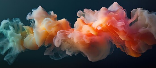 Fototapete - Colorful abstract smoke shapes blending in fluid patterns on a dark background creating a mesmerizing visual effect.