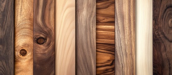 Poster - Wood texture background showcasing a variety of hardwoods in natural tones ideal for design and decoration projects.