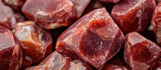 Poster - Macro shot of polished red jasper stones showcasing natural texture and vibrant color variations in a close-up view.