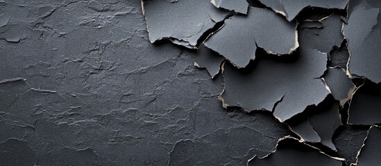 Poster - Torn grunge black paper texture with jagged edges for creative backgrounds and design elements