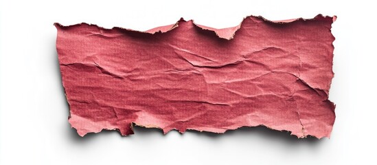 Poster - Torn red cardboard paper texture on white background for creative design and art projects