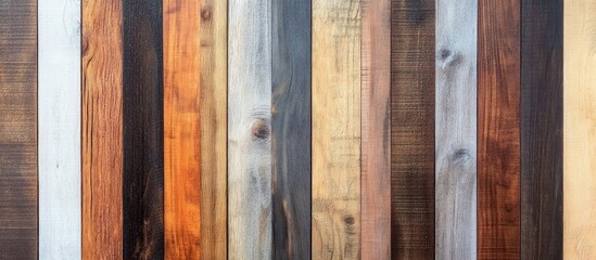 Poster - Textured wooden wall with various wood panel designs showcasing natural colors and patterns, ideal for backgrounds and rustic themes.