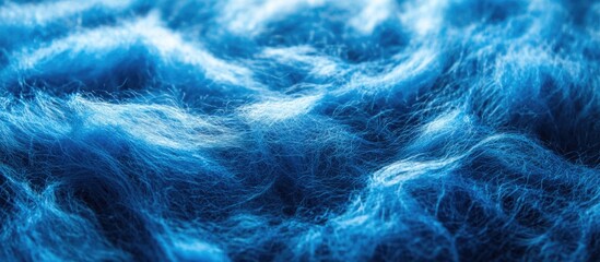 Poster - Blue felt fabric texture with soft fibers resembling ocean waves ideal for backgrounds or design elements. Perfect for textile and craft projects.