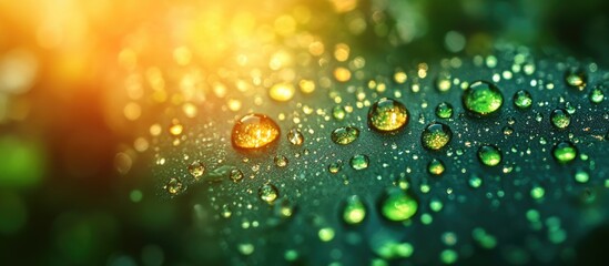 Poster - Raindrops on Car Windshield with Colorful Bokeh Background and Space for Text Overlay