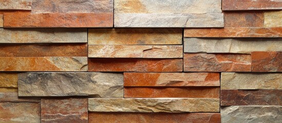 Poster - Textured stone wall featuring warm earthy tones and layered design suitable for architectural and decorative backgrounds.